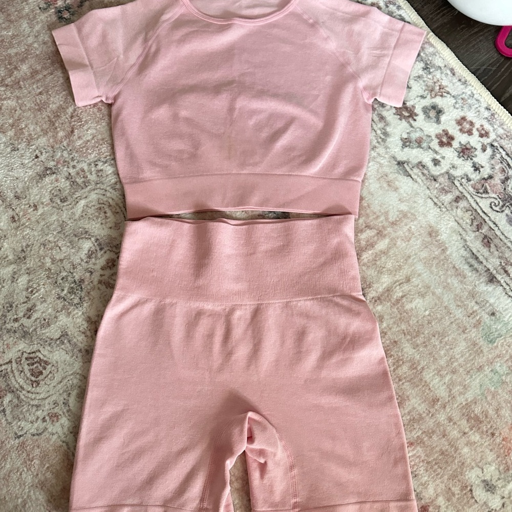 Two Piece Pink Workout Set - Picture 2 of 5